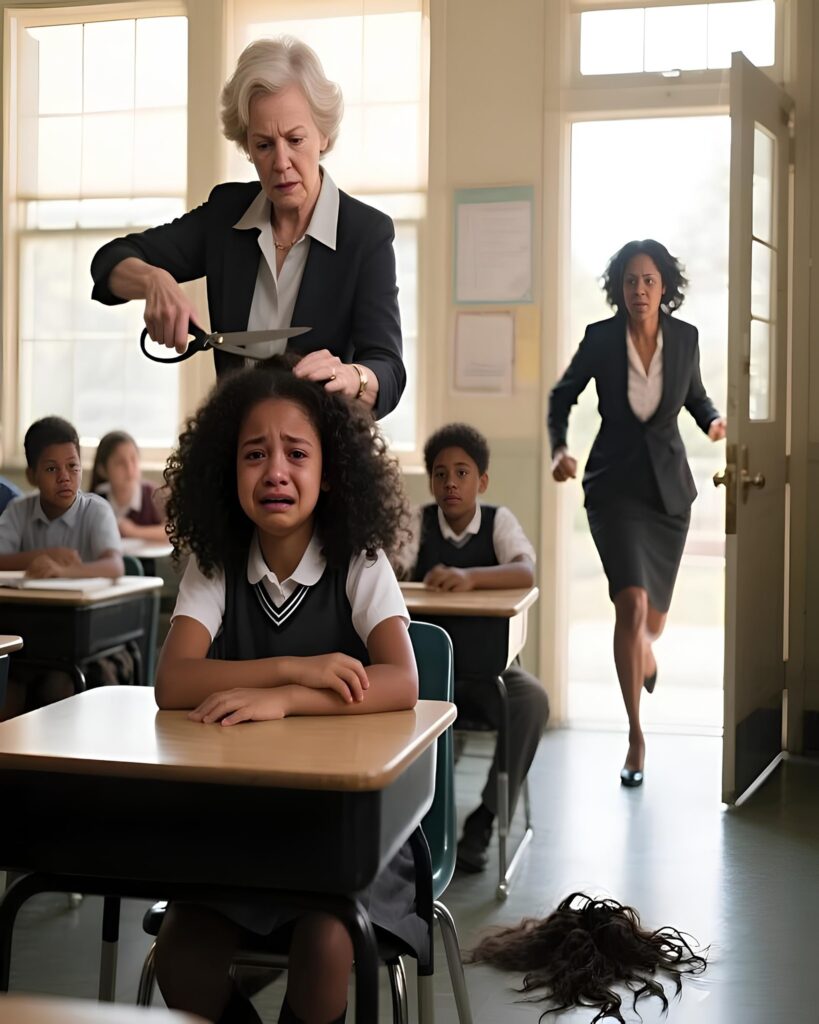 When the teacher saw the student’s long hair, she took scissors and cut it. But when the girl’s mother arrived at school, what happened next shocked everyone.