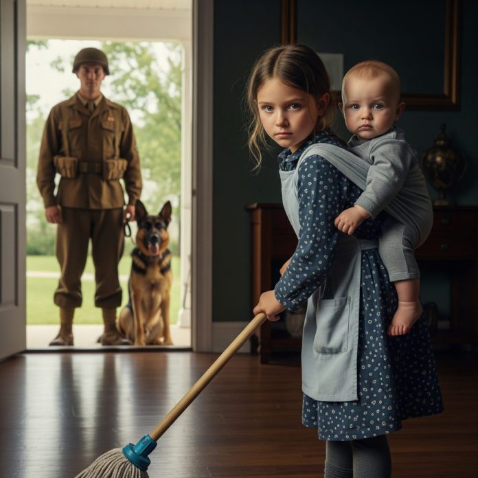 A soldier returns home to discover his daughter raising her little brother alone — their loyal dog the only protector left after the stepmother vanished with her lover.