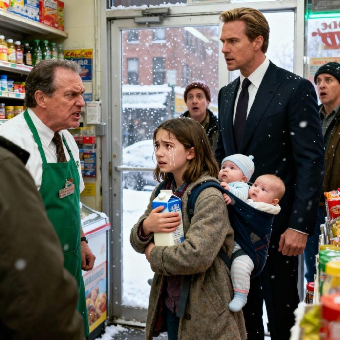 A little girl was thrown out of a store for stealing a box of milk for her two younger siblings — suddenly, a millionaire saw what happened and stepped forward..